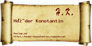 Héder Konstantin névjegykártya